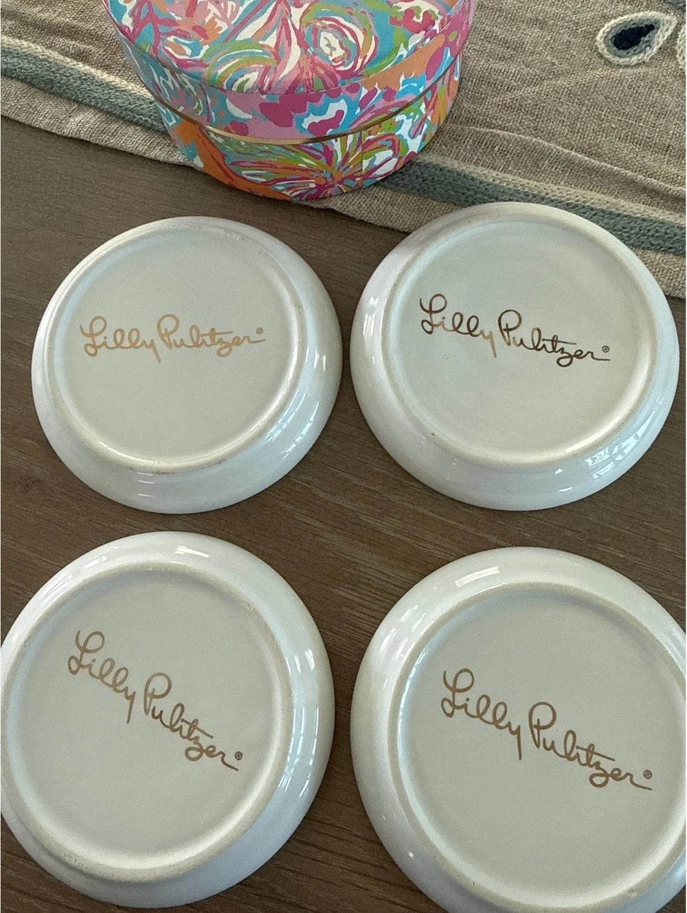 Lilly Pulitzer Set of 4 Ceramic Coasters with Decorative Box